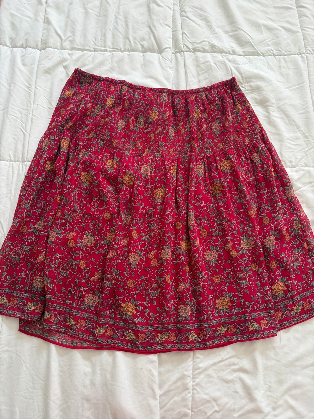 Women’s Red Floral Boho Skirt
